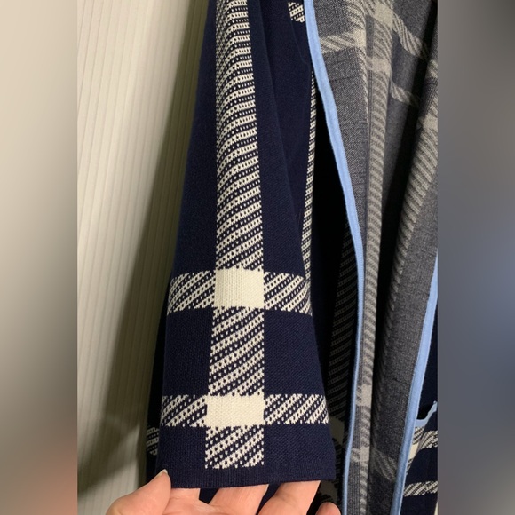 La Madona - Navy And White Pattern Detail Cardigan With Light Blue Trim - XXL - Picture 4 of 7